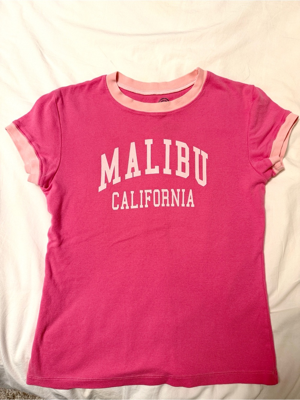 Malibu California Pink Ringer Tee - S
